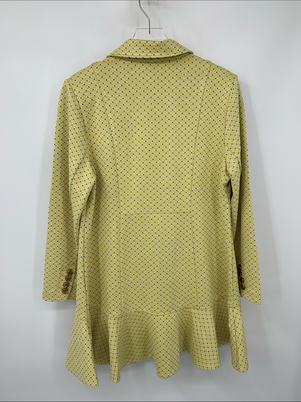 Cabi Hobnob double breasted jacket coat knit yellow topper ruffle duster new XL - Picture 4 of 5
